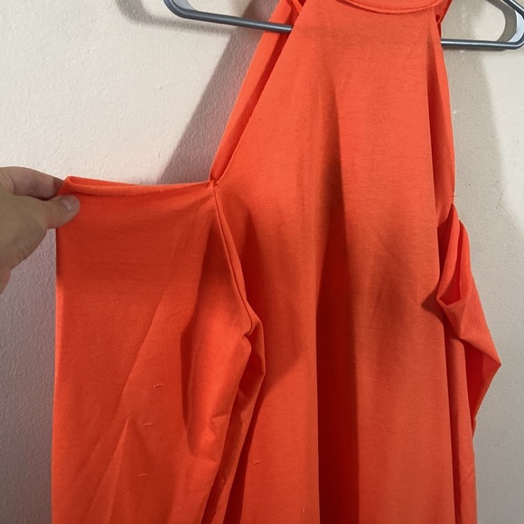 New Orange Pumpkin Scream Shirt Long Cut Out Halloween Plus cold shoulder 14 1XL - Picture 7 of 8